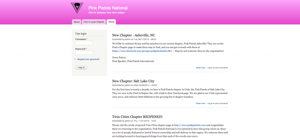 Screenshot: pinkpistols.org
