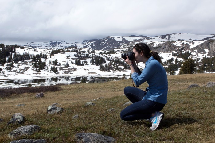 Justine McDaniel shoots photos in the mountains of southern Montana. Photo by: Jessica Boehm